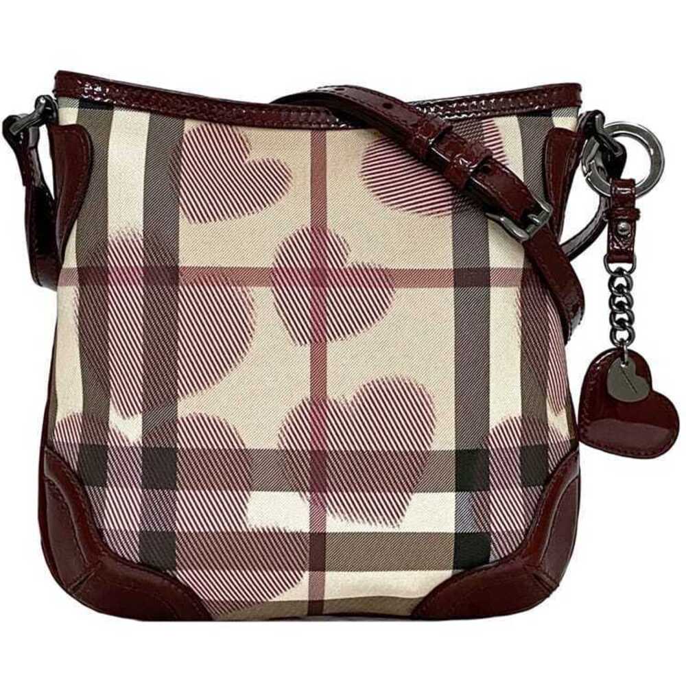 Burberry Shoulder Bag Bordeaux Red Beige Check Heart Patent Vernis Crossbody